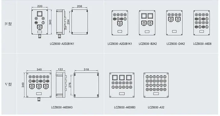 LCZ8030系列防爆防腐操作柱外形尺寸及举例