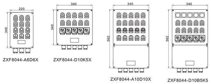 ZXF8044系列防爆防腐控制箱外形及安装尺寸