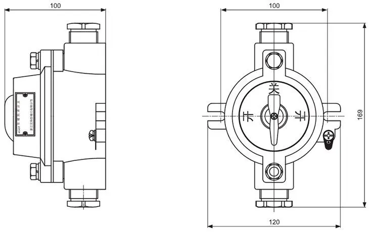 SW-10系列防爆照明开关外形及安装尺寸