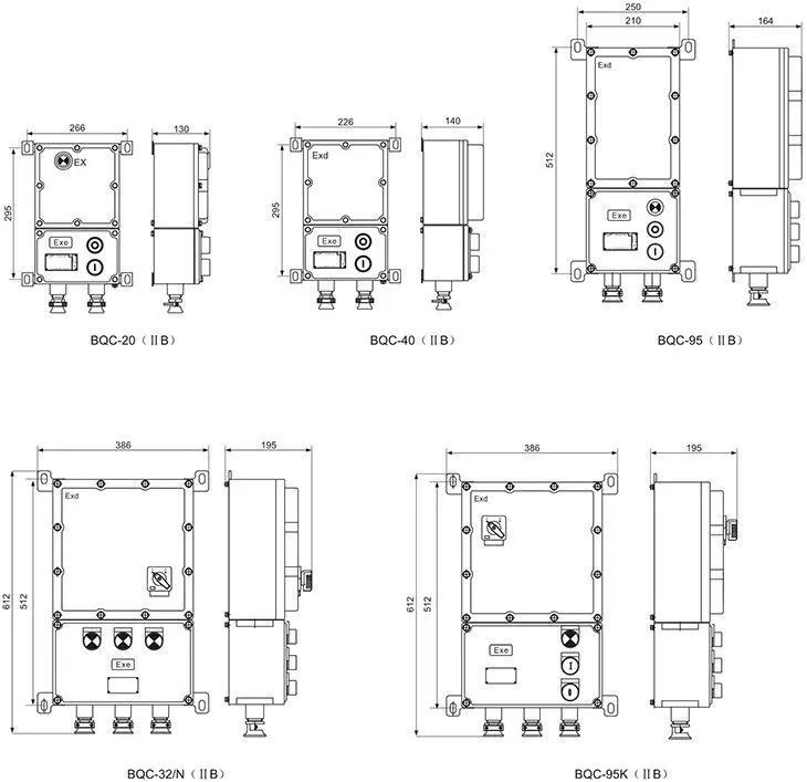 BQC系列防爆电磁起动器外形及安装尺寸