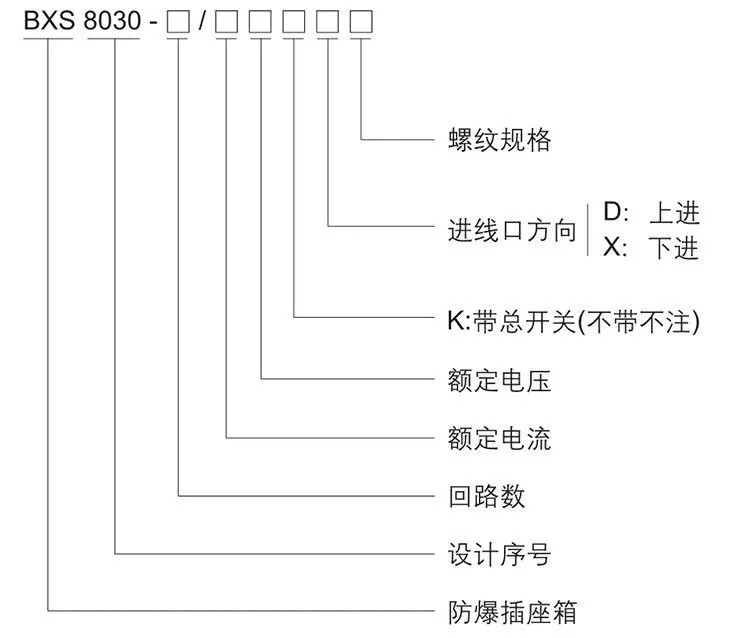 BXS8030系列防爆防腐插座箱型号含义