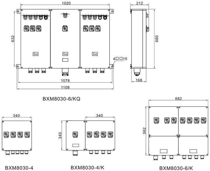 BXM（D）8030系列防爆防腐照明（动力）配电箱外形及安装尺寸