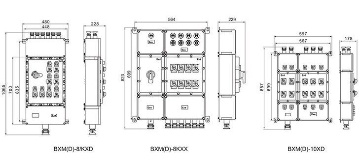 BXM（D）系列防爆照明（动力）配电箱外形及安装尺寸