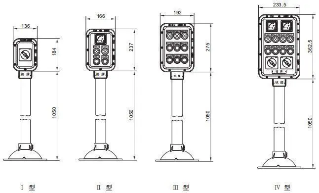 立式防爆操作柱尺寸规格1