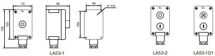 LA53系列防爆控制按钮尺寸规格1