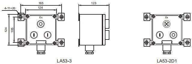 LA53系列防爆控制按钮尺寸规格2