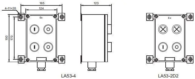 LA53系列防爆控制按钮尺寸规格3