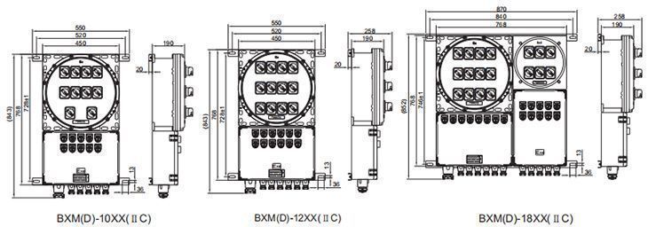 BXM系列防爆配电箱A型尺寸规格3