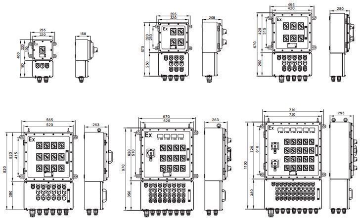 BXM系列防爆配电箱B型复合型IIB尺寸规格1