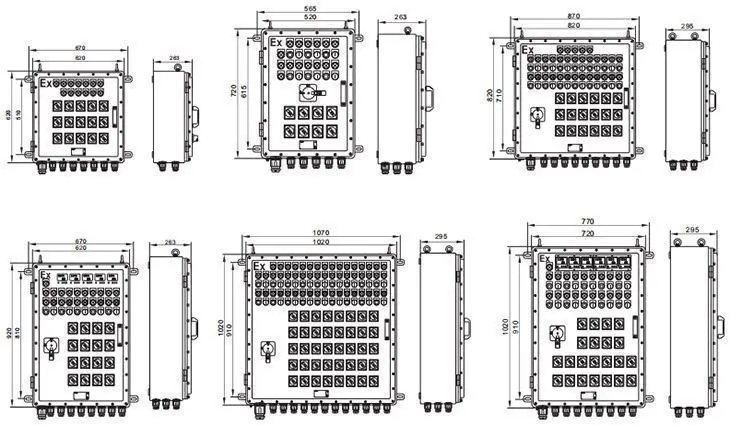 BXM系列防爆配电箱B型隔爆型IIB尺寸规格2