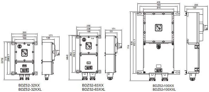 BDZ52系列防爆断路器尺寸规格1