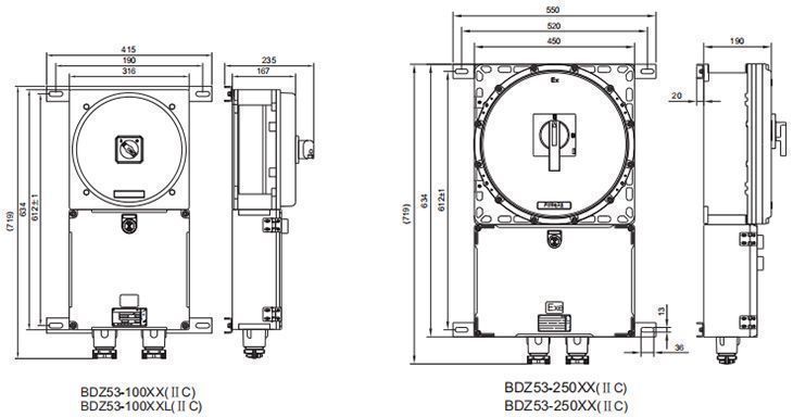 BDZ53系列防爆断路器尺寸规格2