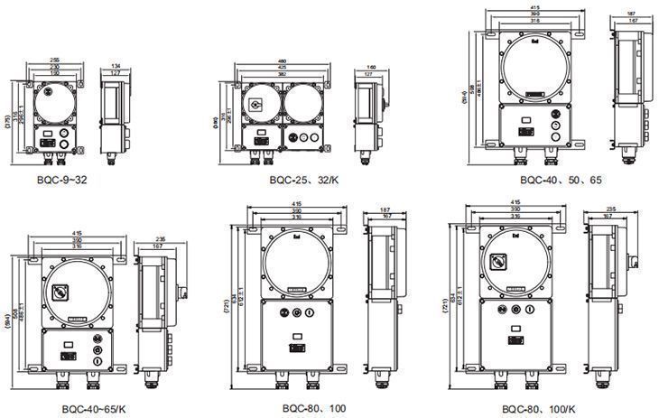 防爆电磁起动器标准版IIC尺寸规格