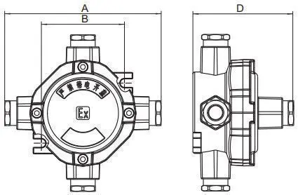 AH系列防爆接线盒IIC尺寸规格1