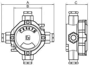 AH系列防爆接线盒IIC尺寸规格2